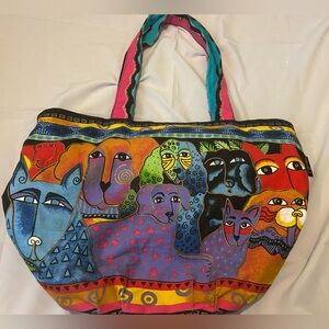 Laurel Burch Canvas Tote Bag Dog Print